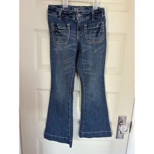 Cherokee Girls Flare Bootcut Blue Jeans Adjustable Waist Size 8